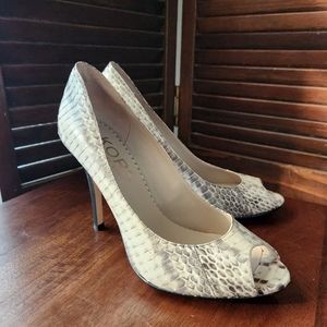Michael Kors Snakeskin Peep Toe Heels